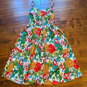 Halife Floral Dress with Buttons and Pockets